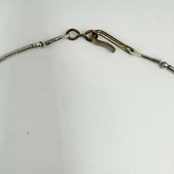 Southwestern Liquid Silver Choker Turquoise Chunky Stone Necklace 15.5" long - Picture 11 of 11